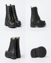 Made in Spain Nappa Leather Girls Black Military Style Boots EU25-EU31